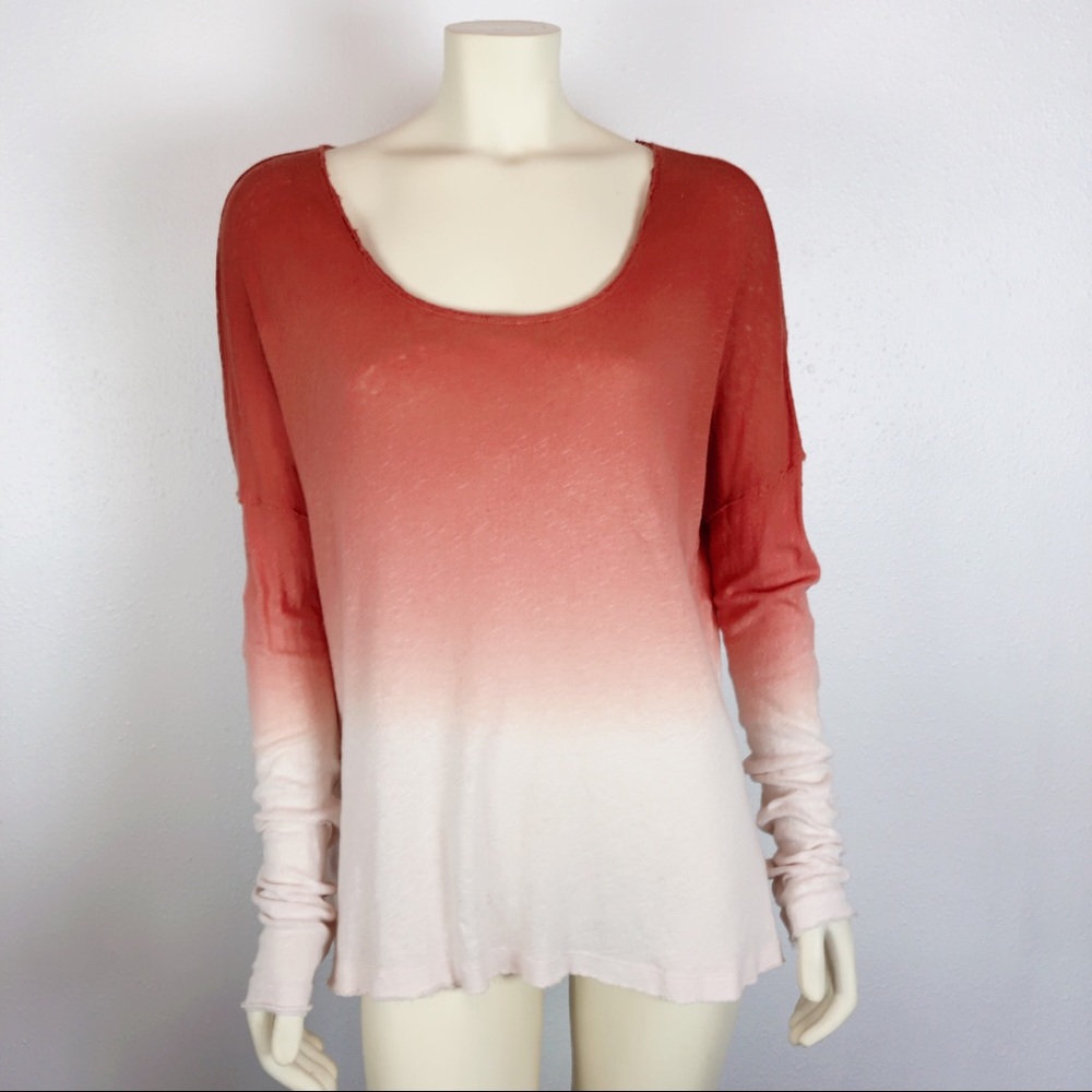 We The Free Ombré Orange Loose Fit Top Size S
